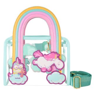 Minions Fluffy Unicorn Rainbow Clear Mini Tote Crossbody Bag