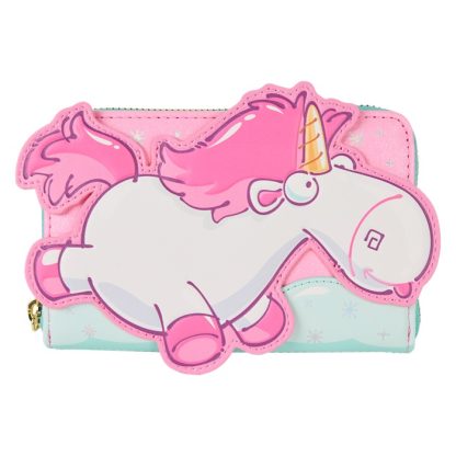 Minions Fluffy Unicorn Rainbow Glitter Zip Around Wallet