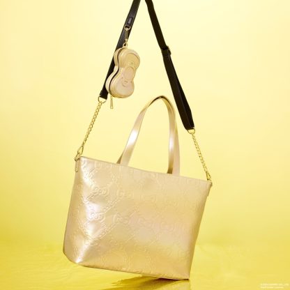 Sanrio Hello Kitty 50th Anniversary Metallic Gold Tote Crossbody Bag With Coin Bag - Image 2