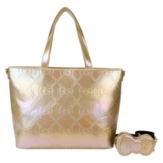 Sanrio Hello Kitty 50th Anniversary Metallic Gold Tote Crossbody Bag With Coin Bag