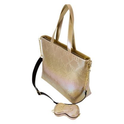 Sanrio Hello Kitty 50th Anniversary Metallic Gold Tote Crossbody Bag With Coin Bag - Image 4