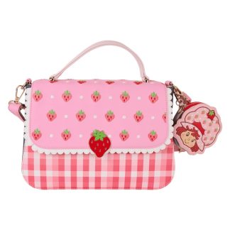 Strawberry Shortcake Denim Gingham Crossbody Bag with Coin Bag