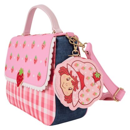 Strawberry Shortcake Denim Gingham Crossbody Bag with Coin Bag - Image 3