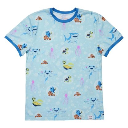 Finding Nemo 20th Anniversary Bubbles All-Over Print Unisex Ringer Tee - Image 5