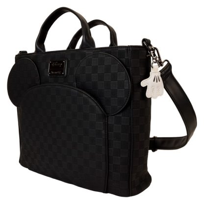 Mickey Mouse Checkered Texture Convertible Backpack & Tote Crossbody Bag - Image 3