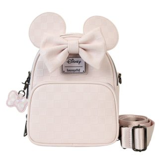 Minnie Mouse Checkered Texture Convertible Mini Backpack & Crossbody Bag