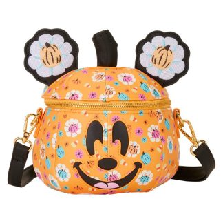 Mickey Mouse Floral Pumpkin Head Glow Figural Crossbody Bag