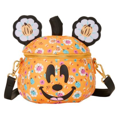Mickey Mouse Floral Pumpkin Head Glow Figural Crossbody Bag